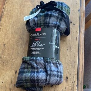 Cuddl Duds Men's Plaid Fleece Pants- new